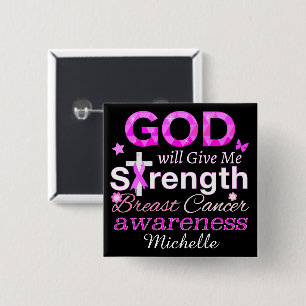 GOD zal me kracht geven Vierkante Button 5,1 Cm