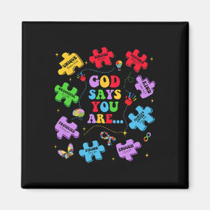 God zeg dat je autisme Christelijk Jezus Bijbelver Magneet