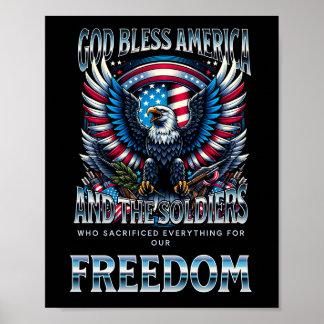 God Zegen Amerika en de Soldaten Poster