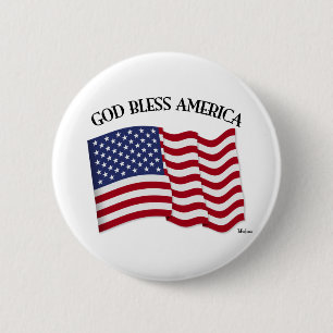 GOD ZEGEN AMERIKA met de vlag van de VS Ronde Button 5,7 Cm