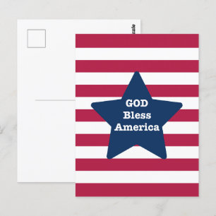 God Zegen Amerika Rood Wit En Blauw Briefkaart