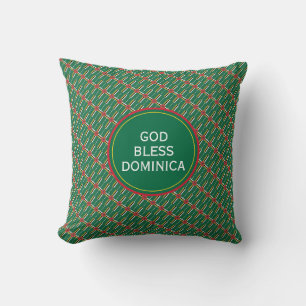 GOD ZEGEN DOMINICA Inspirerende Dominicaanse vlag Kussen