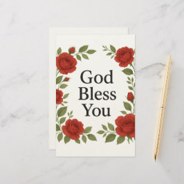 God Zegen Je Religieuze Roos Bloemkaarten Briefpapier
