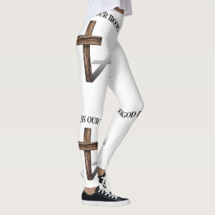 God Zegen Onze Troepen Met Kruis Leggings