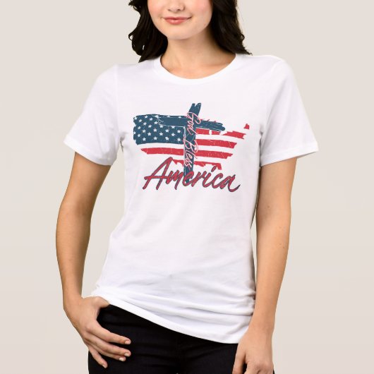 God zegenAmerika Tri-Blend Shirt (Voorkant)