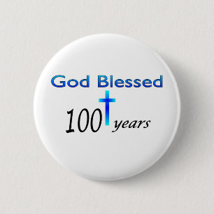 God zegene 100 jaar verjaardagscadeau ronde button 5,7 cm