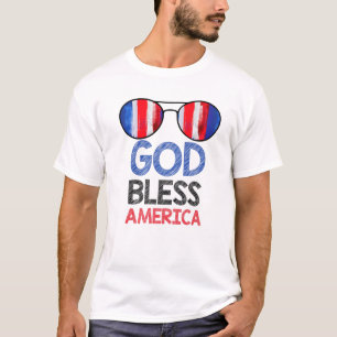 God zegene Amerika Amerikaanse vlag en zonnebril T-shirt