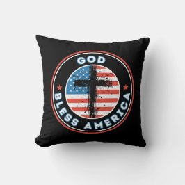 God zegene Amerika met Vlag en Kruis Kussen