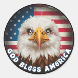 God zegene Amerika Onafhankelijkheidsdag Eagle Cir Ronde Sticker