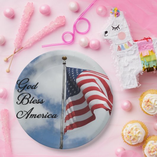 God zegene Amerika! Papieren Bordje (Feest)
