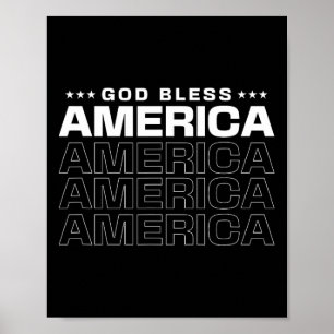 God zegene Amerika Patriottisch 4 juli voor Memori Poster