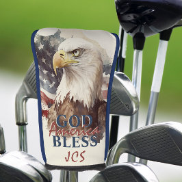 God zegene Amerika Patriottische Eagle Custom Init Golfheadcover