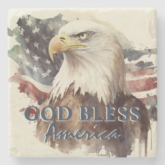 God zegene Amerika Patriottische Eagle Waterverf Stenen Onderzetter