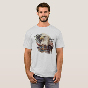 God zegene Amerika Patriottische Eagle Waterverf T-shirt
