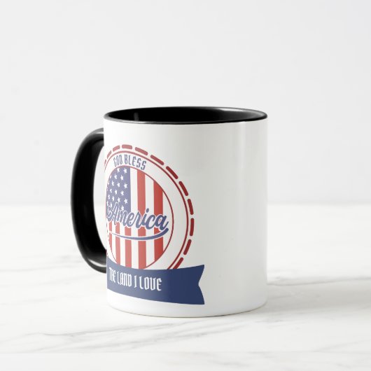 God zegene Amerika, Retro Font en Patriottisch Ont Mok (Voorkant links)