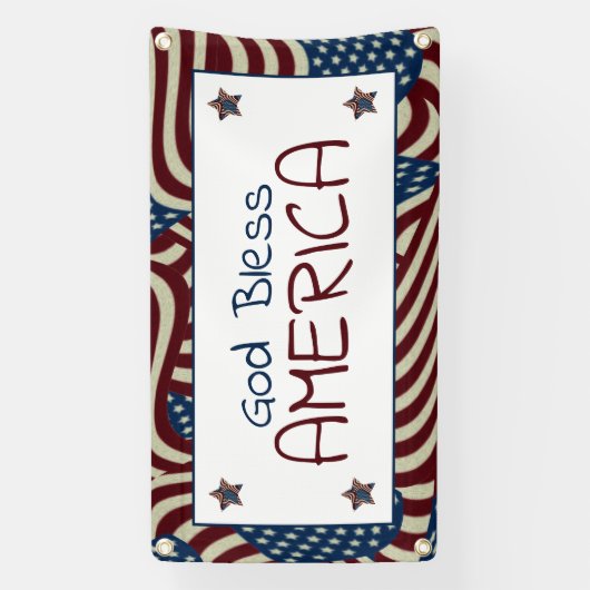 God zegene Amerika rood wit blauw vlaggen Spandoek (Verticaal)