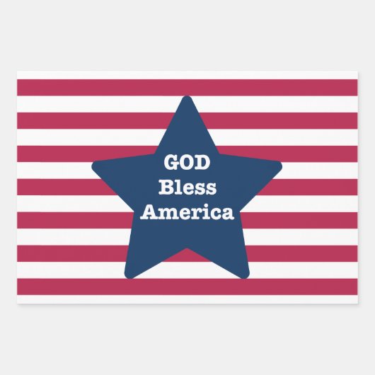 God zegene Amerika rood wit en blauw Inpakpapier Vel (Voorkant 2)