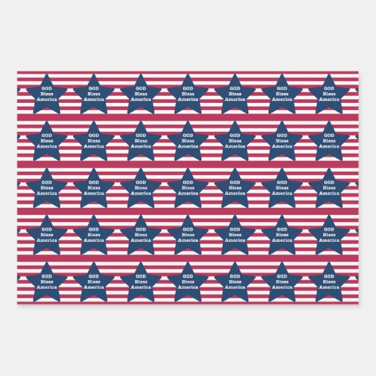 God zegene Amerika rood wit en blauw Inpakpapier Vel (Voorkant)