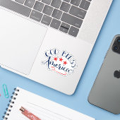 God zegene Amerika Sticker (Laptop met iPhone)