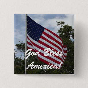 God zegene Amerika Vlag Pin Vierkante Button 5,1 Cm