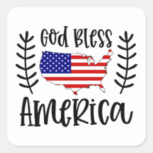 God zegene Amerika woord kunst Patriottisch Vierkante Sticker