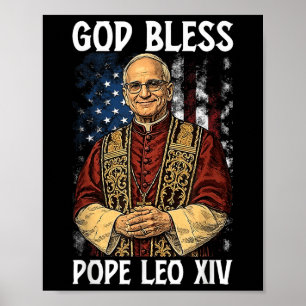 God zegene de nieuwe paus Leo XIV Katholieke Kerk Poster
