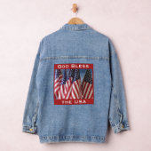 God zegene de VS Amerikaanse vlaggen rood wit blau Denim Jacket (Hangar)