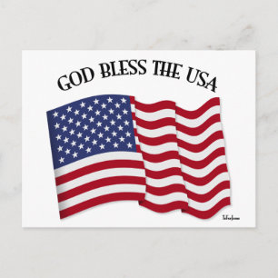 GOD ZEGENE DE VS met de vlag van de VS Briefkaart