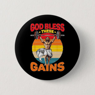 God zegene deze winsten spieropbouw - ronde button 5,7 cm