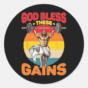 God zegene deze winsten spieropbouw - ronde sticker