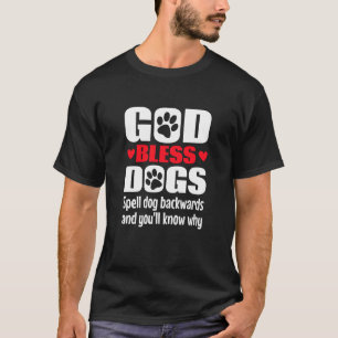 God zegene honden Religieuze Dog Spell Dog Achteru T-shirt