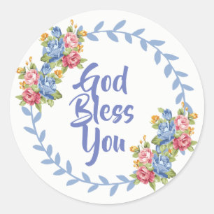 God zegene je Floral Wreath Ronde Sticker