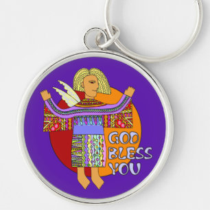 God zegene jou violet sleutelhanger