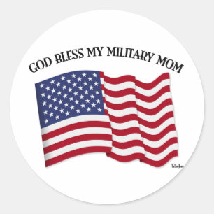 GOD ZEGENE MIJN MILITAIRE MOEDER met Amerikaanse v Ronde Sticker
