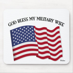 GOD ZEGENE MIJN MILITAIRE VROUW met Amerikaanse vl Muismat