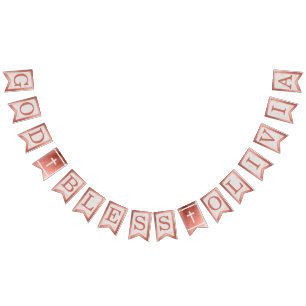 God zegene naam Roos Gold Marble Baptisme Communis Vlaggetjes