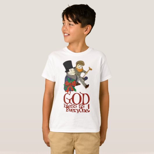 God zegene ons allen een kerstkarol tiny Tim T-shirt (Voorkant volledig)