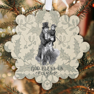 God zegene ons iedereen Dickens Christmas Carol Ornament Kaart