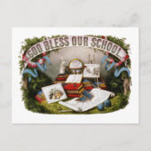 God zegene Onze School Illustratie 1874 Briefkaart (Voorkant)