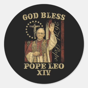 God zegene Paus Leo XIV Kardinaal Robert Prevost Ronde Sticker