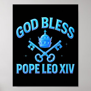 God zegene Paus Leo XIV Retro  Katholieken Mem Poster