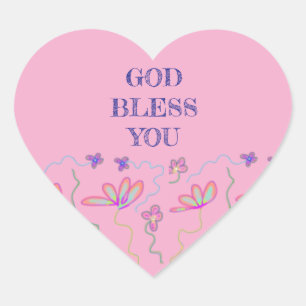 God zegene u Christelijke groet Floral Hart Sticker