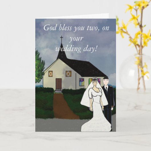 God zegene u, op uw trouwdag Kaart (Gele Bloem)