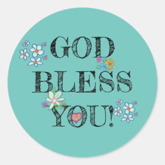 God zegene u Turquoise Floral Ronde Sticker