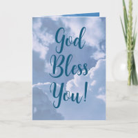 God zegene U Wolken Blauwe Hemel Religieuze Verjaa