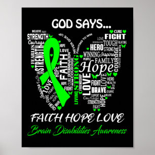 God zeggen geloof hoop liefde hersenen handicaps b poster