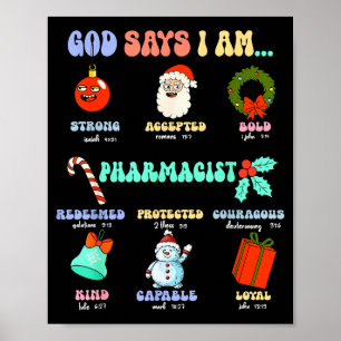 God zegt dat ik apotheker ben Kerst Apotheek Tech Poster