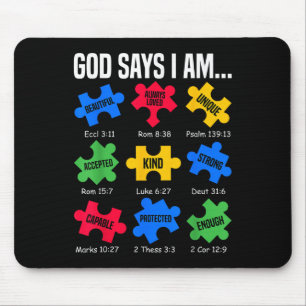 God zegt dat ik ben Autisme Bewustzijn Dag Puzzel Muismat
