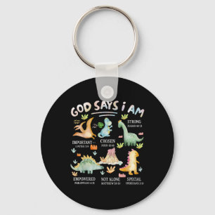 God Zegt Dat Ik Bijbelvers Over Dinosaurus Christe Sleutelhanger