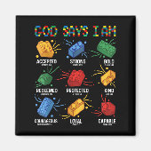 God zegt dat ik Brick Master Builder Block bouw Magneet (Voorkant)